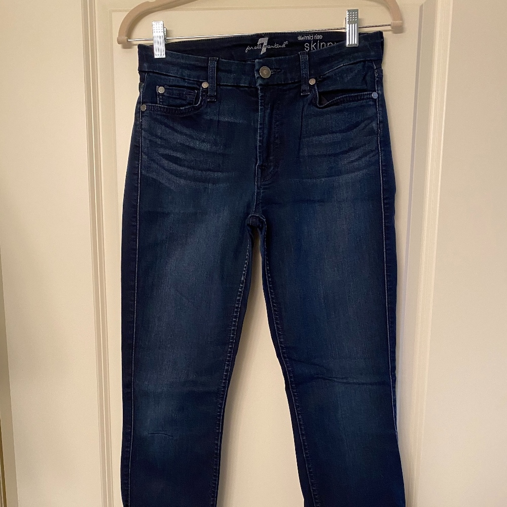Seven Mid-Rise Skinny Jeans - Dark Wash